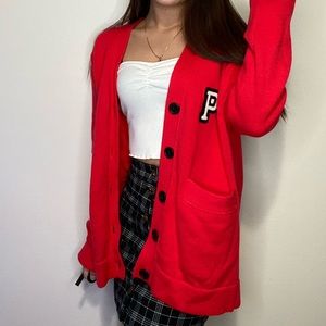 Victoria’s Secret red varsity cardigan